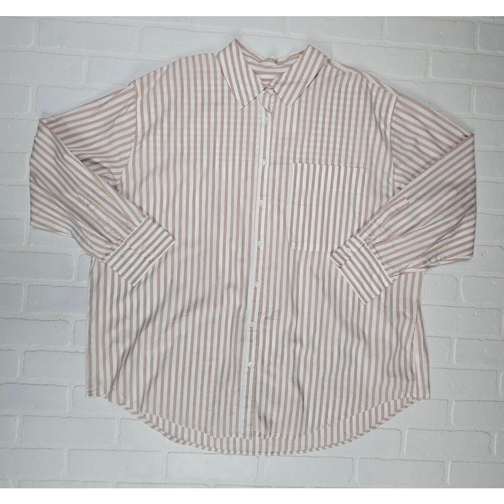 A new day Cream Striped Collared Shirt XXL